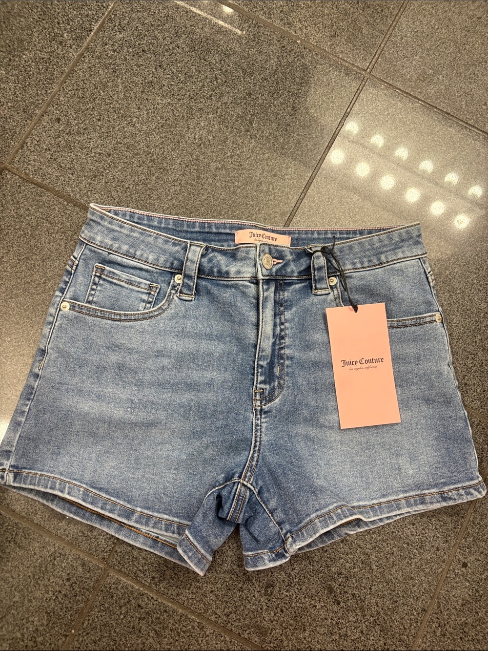 Juicy Couture Light Blue Denim Shortie Shorts
